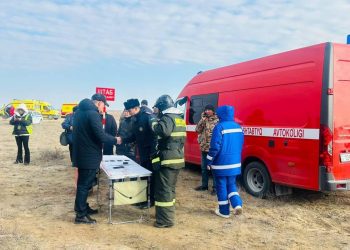 Штаб в районе падения самолета