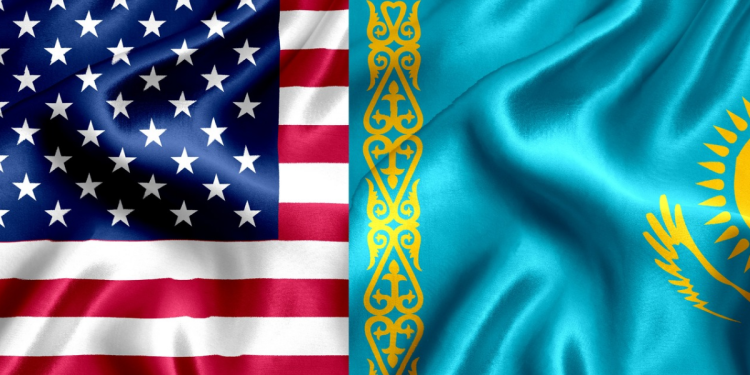 Флаг США и Казахстана