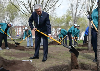 Касым-Жомарт Токаев сажает дерево