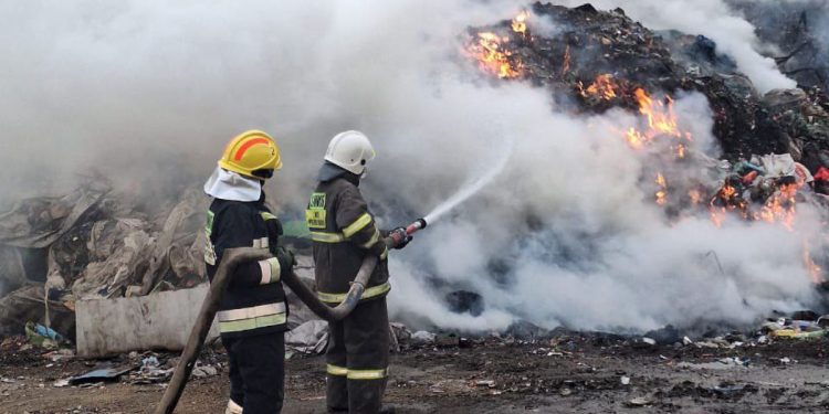 возгорание на мусорном полигоне