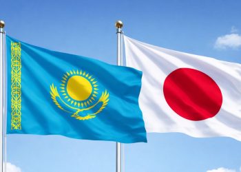 Казахстан и Япония флаги
