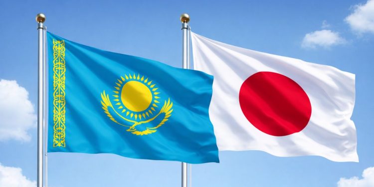 Казахстан и Япония флаги